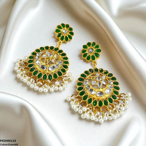 PEDH00133 FRN Moon/Star Pearl Drop Earrings - PEDH