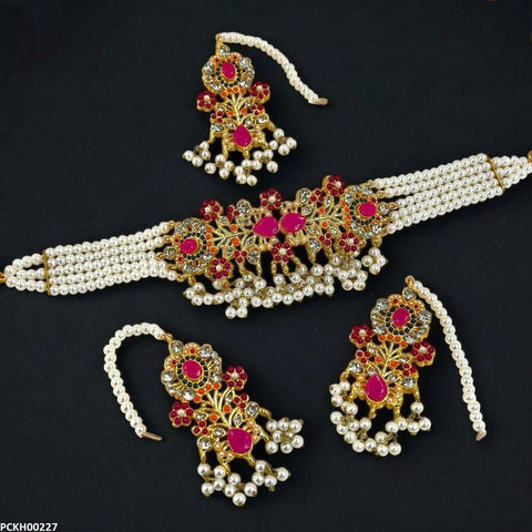 PCKH00227 SDQ Flower Chokar set - PCKH