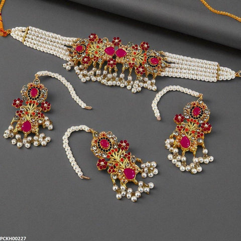 PCKH00227 SDQ Flower Chokar set - PCKH