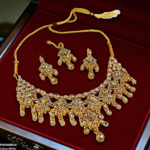 PNSH00014 FRN Square/Tear Drop Necklace Set - PNSH