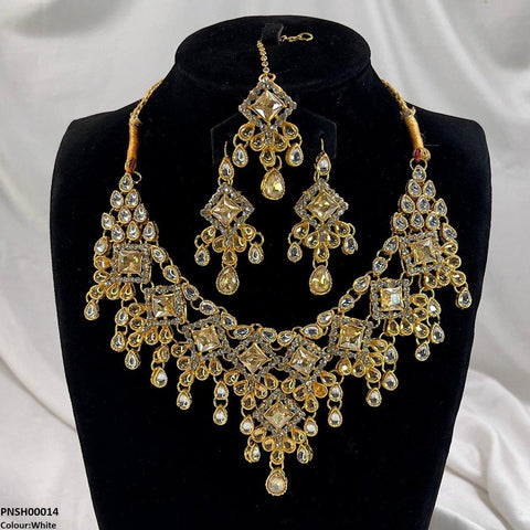 PNSH00014 FRN Square/Tear Drop Necklace Set - PNSH