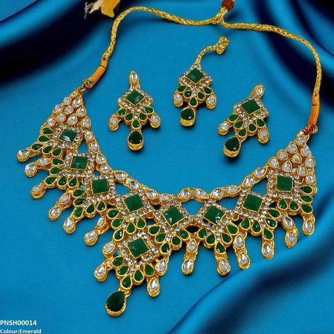 PNSH00014 FRN Square/Tear Drop Necklace Set - PNSH