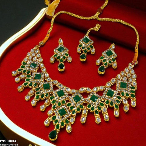 PNSH00014 FRN Square/Tear Drop Necklace Set - PNSH