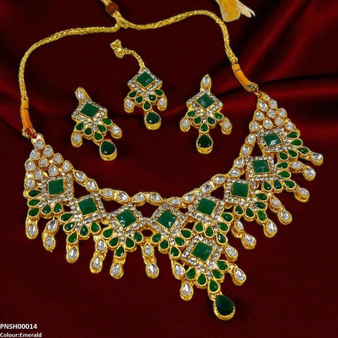 PNSH00014 FRN Square/Tear Drop Necklace Set - PNSH