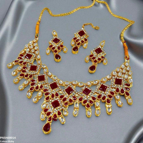 PNSH00014 FRN Square/Tear Drop Necklace Set - PNSH