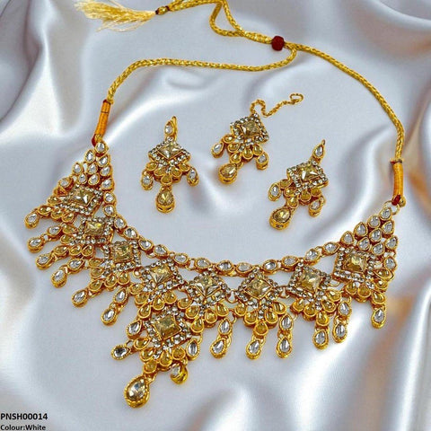 PNSH00014 FRN Square/Tear Drop Necklace Set - PNSH