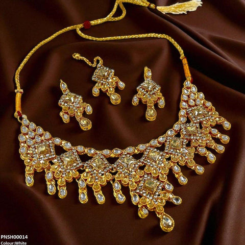 PNSH00014 FRN Square/Tear Drop Necklace Set - PNSH