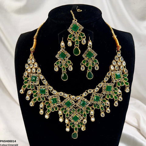 PNSH00014 FRN Square/Tear Drop Necklace Set - PNSH