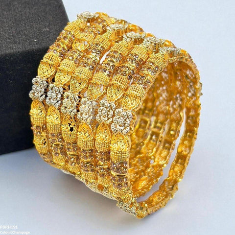 PBRH00191 SDQ Flower Bangles 6 Pcs Set - PBRH