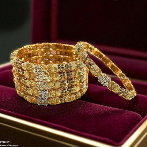 PBRH00191 SDQ Flower Bangles 6 Pcs Set - PBRH