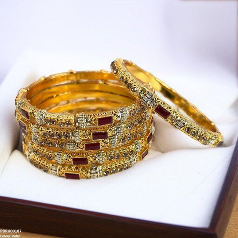 PBRH00187 SDQ Rectangle/Round Bangles 6 Pcs Set - PBRH
