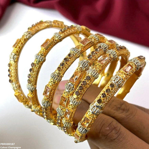 PBRH00187 SDQ Rectangle/Round Bangles 6 Pcs Set - PBRH