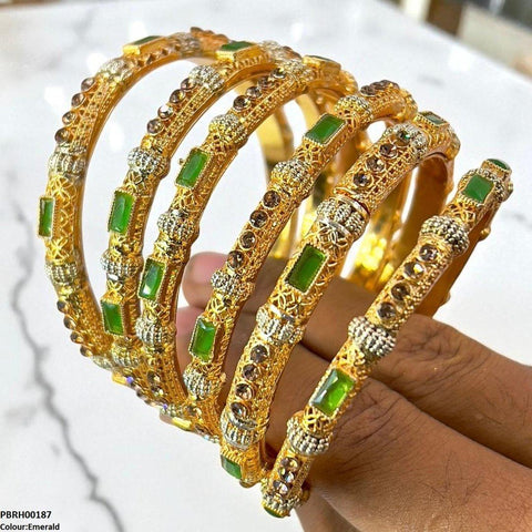 PBRH00187 SDQ Rectangle/Round Bangles 6 Pcs Set - PBRH