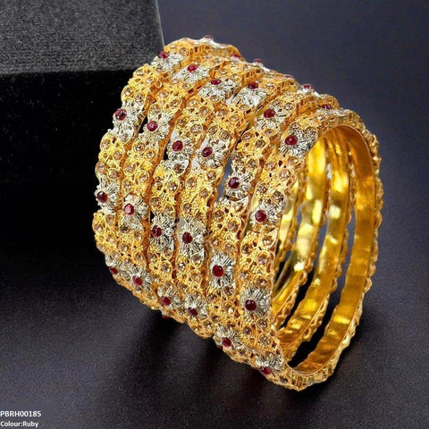 PBRH00185 SDQ Flower/Leaf Bangles 6 Pcs Set - PBRH