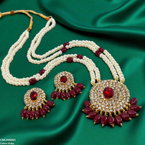 CMLH00065 FRN Oval Pearl Drop Mala Set - CMLH