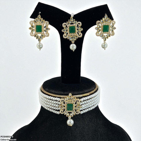 PCKH00240 MZM Square/Tear Pearl Drop Choker Set - PCKH