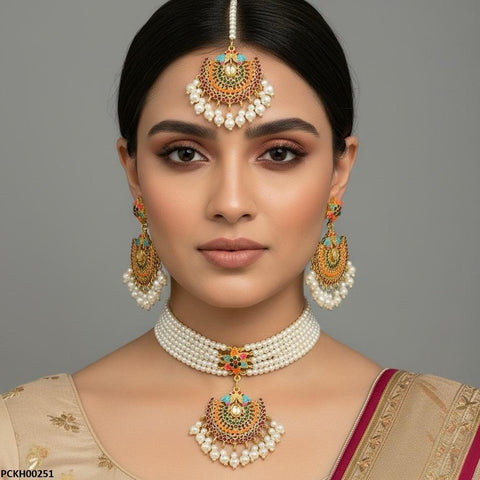 PCKH00251 MZM Multi-Star Pearl Drop Choker Set - PCKH