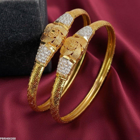 PBRH00200 MZM Texture Flower Bangle Set - PBRH