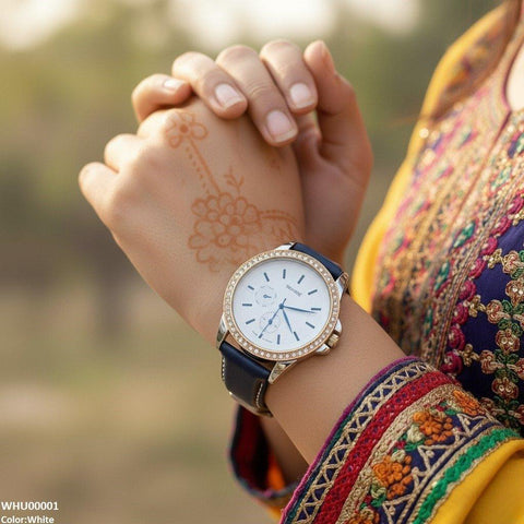 WHU00001 IWA Round Stone Dial Unisex Watch - WHU