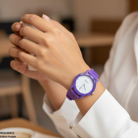 WHL00411 IWA Round Flower Dial Rubber Strap Women's Watch - WHL