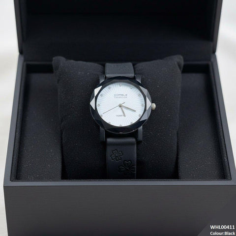 WHL00411 IWA Round Flower Dial Rubber Strap Women's Watch - WHL