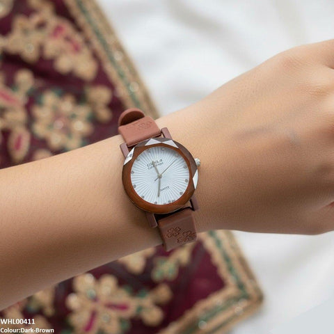 WHL00411 IWA Round Flower Dial Rubber Strap Women's Watch - WHL