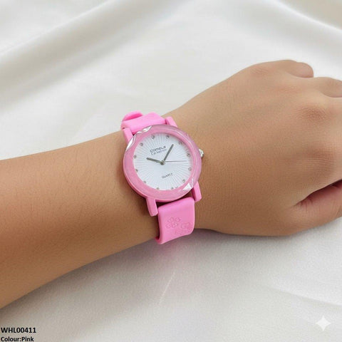 WHL00411 IWA Round Flower Dial Rubber Strap Women's Watch - WHL