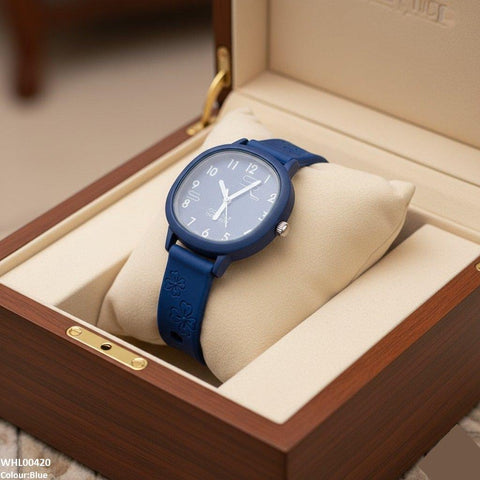 WHL00420 IWA Round Flower Rubber Strap Women's Watch - WHL