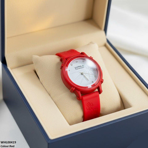 WHL00419  IWA Round Leaf Dial Rubber Strap Women's Watch - WHL