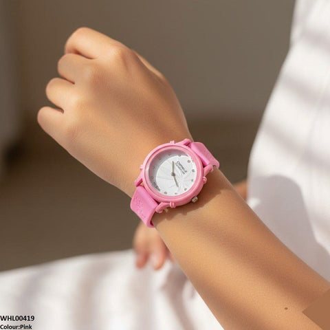 WHL00419  IWA Round Leaf Dial Rubber Strap Women's Watch - WHL