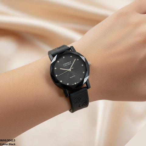 WHL00413 IWA Round Flower Rubber Strap Women's Watch - WHL