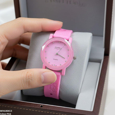 WHL00413 IWA Round Flower Rubber Strap Women's Watch - WHL