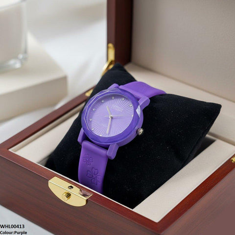 WHL00413 IWA Round Flower Rubber Strap Women's Watch - WHL