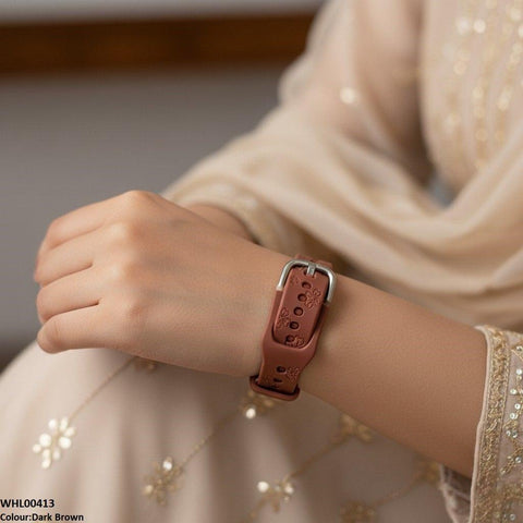 WHL00413 IWA Round Flower Rubber Strap Women's Watch - WHL