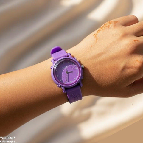 WHL00417  IWA Round Leaf Dial Rubber Strap Women's Watch - WHL