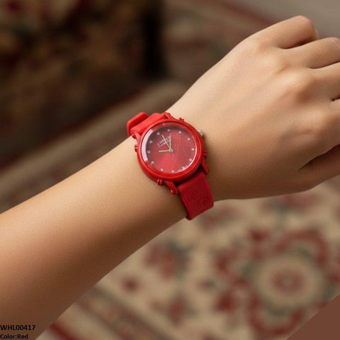 WHL00417  IWA Round Leaf Dial Rubber Strap Women's Watch - WHL