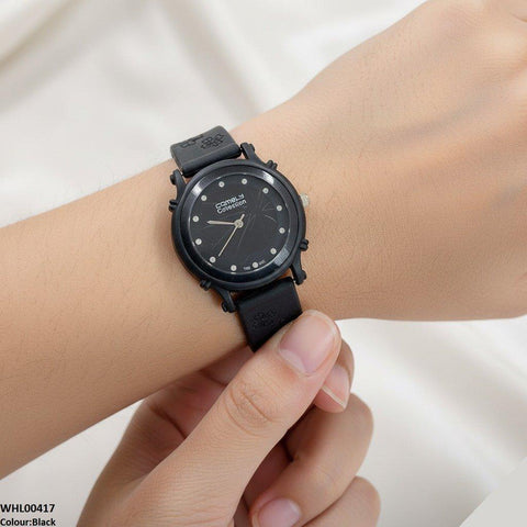 WHL00417  IWA Round Leaf Dial Rubber Strap Women's Watch - WHL