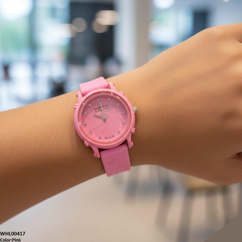 WHL00417  IWA Round Leaf Dial Rubber Strap Women's Watch - WHL