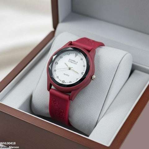 WHL00418 IWA Flower Rubber Strap Women's Watch - WHL