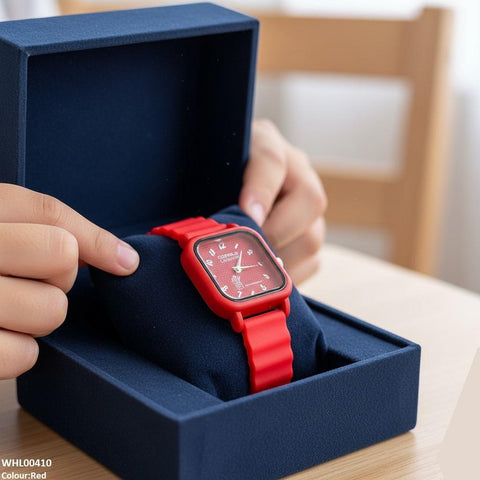 WHL00410 IWA Square Mini Box Dial Rubber Strap Women's Watch - WHL