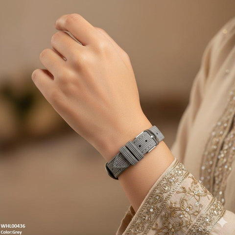 WHL00436 BWS Round Black Bezel Leather Strap Women's Watch - WHL