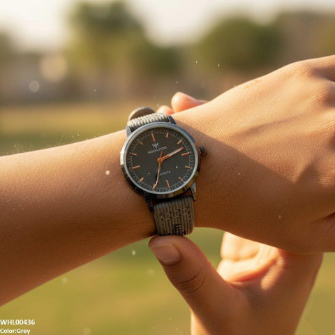 WHL00436 BWS Round Black Bezel Leather Strap Women's Watch - WHL