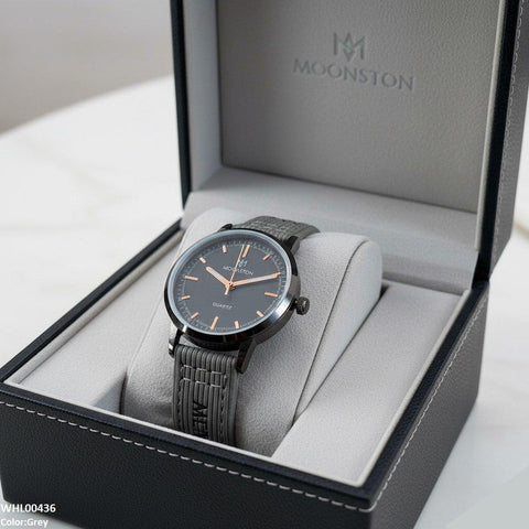 WHL00436 BWS Round Black Bezel Leather Strap Women's Watch - WHL