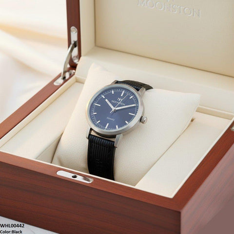 WHL00442 BWS Round Grey Bezel Leather Strap Women's Watch - WHL