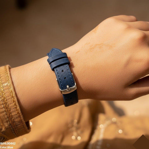 WHL00442 BWS Round Grey Bezel Leather Strap Women's Watch - WHL