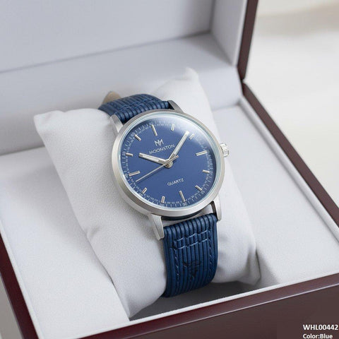 WHL00442 BWS Round Grey Bezel Leather Strap Women's Watch - WHL