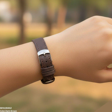 WHL00442 BWS Round Grey Bezel Leather Strap Women's Watch - WHL