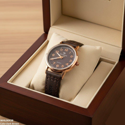 WHL00438 BWS Round Leather Strap Women's Watch - WHL