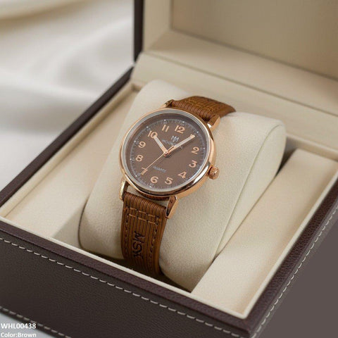 WHL00438 BWS Round Leather Strap Women's Watch - WHL