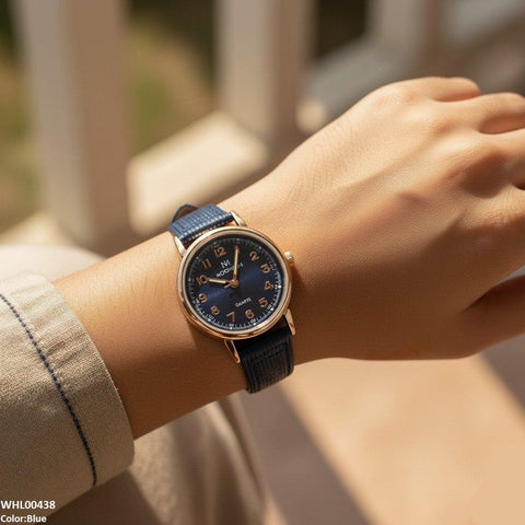 WHL00438 BWS Round Leather Strap Women's Watch - WHL